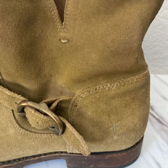 Frye Veronica Moto Green Suede Bootie - Picture 3 of 8